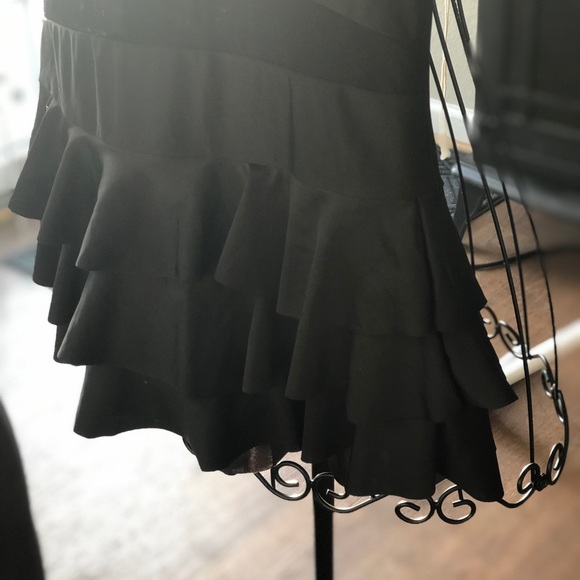 Woman’s Black , skirted Bathing Suit with mesh material - Picture 3 of 4